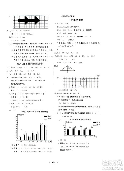 延边教育出版社2021全能检测数学四年级下册RJ人教版答案