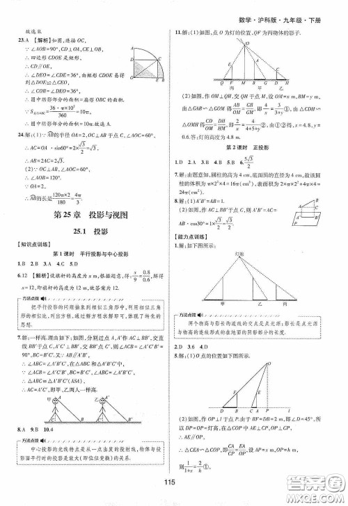 黄山出版社2021新编基础训练九年级数学下册沪科版答案