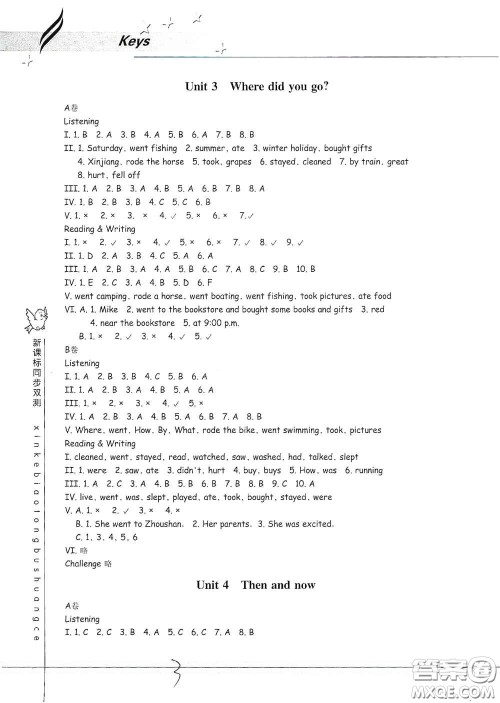 浙江教育出版社2021新课标同步双测六年级小学英语下册答案 浙江教育出版社2021新课标同步双测六年级小学英语下册答案