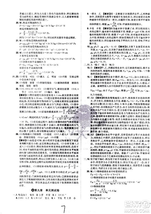 黑龙江美术出版社2021魔力一卷通物理八年级下册HY沪粤版答案