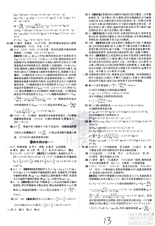 黑龙江美术出版社2021魔力一卷通物理八年级下册HY沪粤版答案