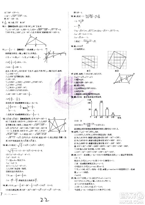 黑龙江美术出版社2021魔力一卷通数学八年级下册RJ人教版答案