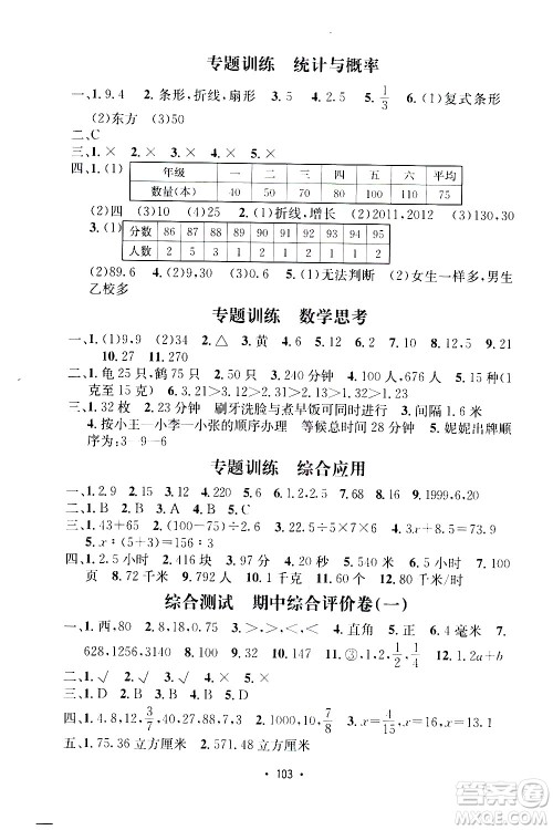 开明出版社2021小学期末冲刺100分数学六年级下册人教版答案