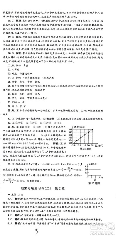 2021孟建平系列丛书各地期末试卷精选科学八年级下册Z浙教版答案