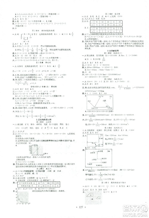 广东经济出版社2021名校课堂数学六年级下册人教版答案