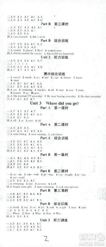 广东经济出版社2021名校课堂英语六年级下册人教版答案 广东经济出版社2021名校课堂英语六年级下册人教版答案