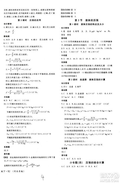 吉林教育出版社2021名校课堂河北专版领导者物理八年级下册RJ人教版答案 吉林教育出版社2021名校课堂河北专版领导者物理八年级下册RJ人教版答案