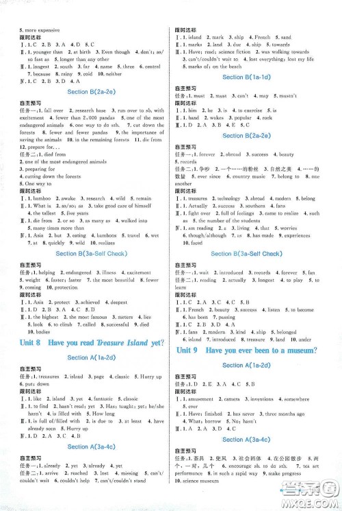 浙江教育出版社2021志鸿优化系列丛书初中同步测控全优设计八年级英语下册人教版浙江专版答案