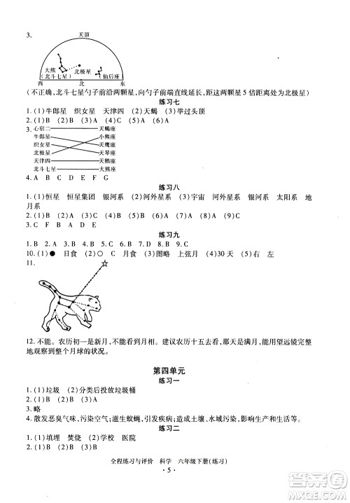 浙江人民出版社2021全程练习与评价练习六年级下册科学J冀教版答案 浙江人民出版社2021全程练习与评价练习六年级下册科学J冀教版答案