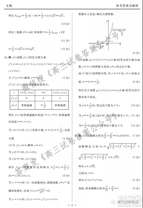 2021届天府名校5月高三诊断性考试文科数学答案