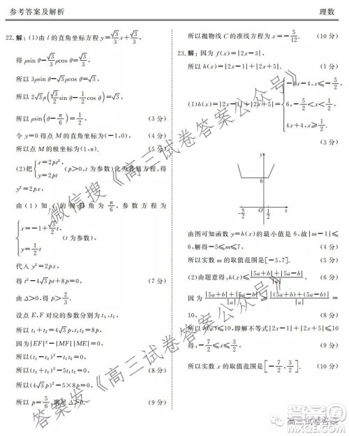 2021届天府名校5月高三诊断性考试理科数学答案