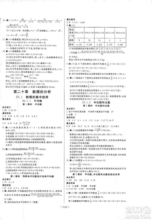 团结出版社2021中华题王数学八年级下册RJ人教版答案