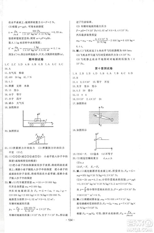 团结出版社2021中华题王物理八年级下册RJ人教版答案 团结出版社2021中华题王物理八年级下册RJ人教版答案