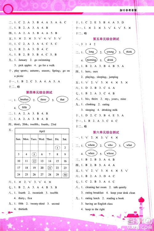 广西师范大学出版社2021新课程学习辅导英语五年级下册人教版答案