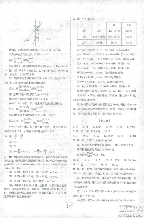 长春出版社2021聚能闯关100分期末复习冲刺卷八年级数学下册人教版答案