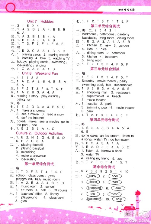 广西师范大学出版社2021新课程学习辅导英语四年级下册广东人民版答案