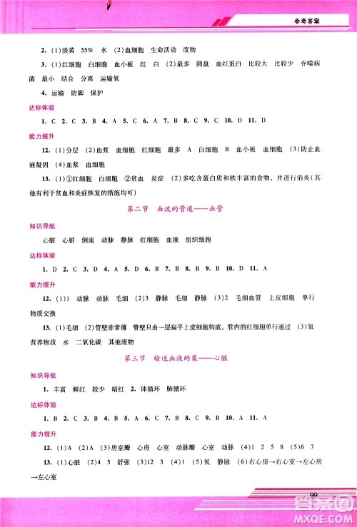 广西师范大学出版社2021新课程学习辅导生物学七年级下册人教版答案 广西师范大学出版社2021新课程学习辅导生物学七年级下册人教版答案