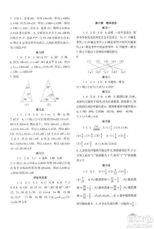北京师范大学出版社2021年数学配套综合练习七年级下册北师大版答案