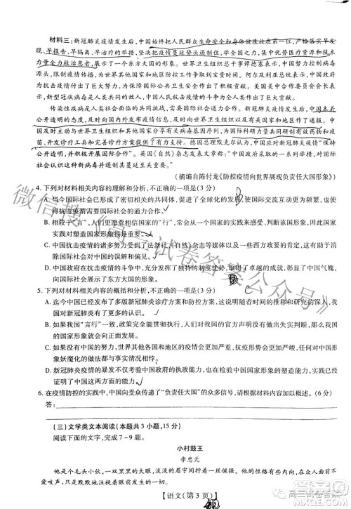 智慧上进5月高考适应性大练兵联考语文卷及答案