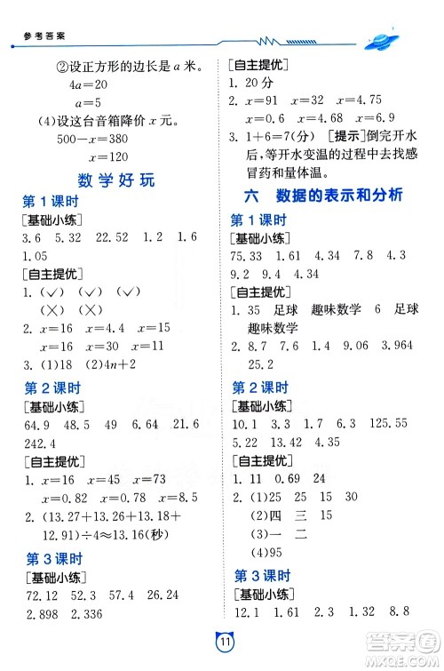 江苏人民出版社2021小学数学口算速算提优练习册四年级下册北师大版答案