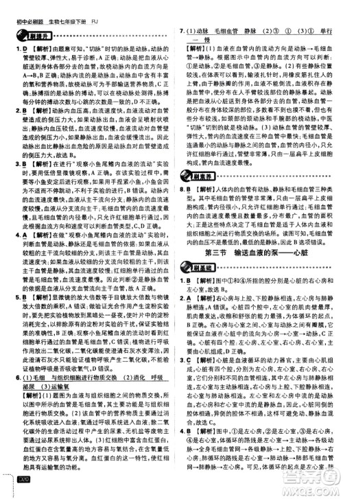 开明出版社2021版初中必刷题生物七年级下册RJ人教版答案 开明出版社2021版初中必刷题生物七年级下册RJ人教版答案