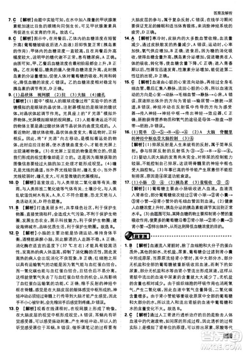 开明出版社2021版初中必刷题生物七年级下册RJ人教版答案 开明出版社2021版初中必刷题生物七年级下册RJ人教版答案