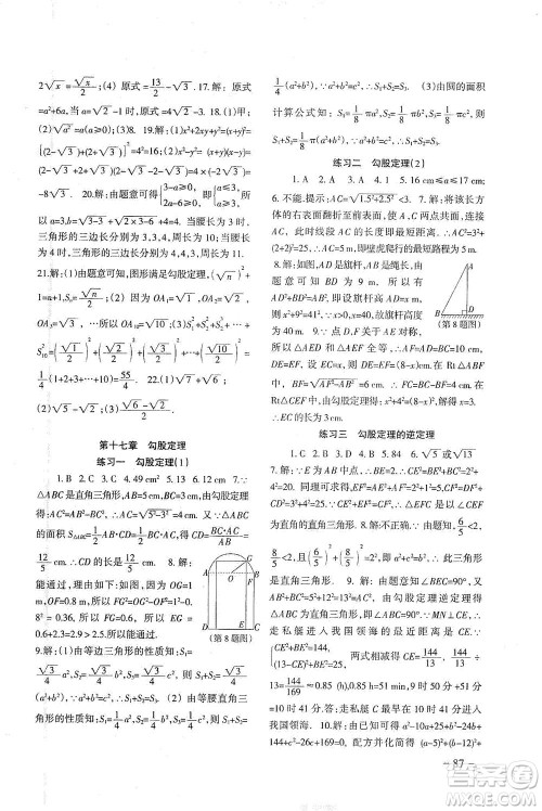 北京师范大学出版社2021年数学配套综合练习八年级下册人教版答案