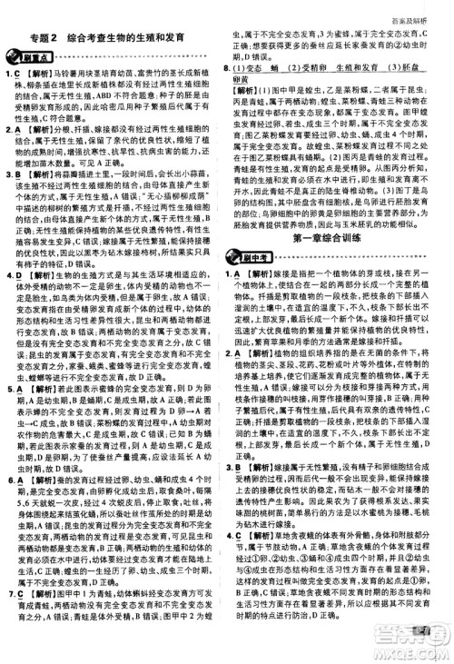 开明出版社2021版初中必刷题生物八年级下册RJ人教版答案