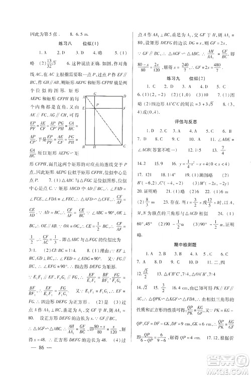 北京师范大学出版社2021年数学配套综合练习九年级下册人教版答案