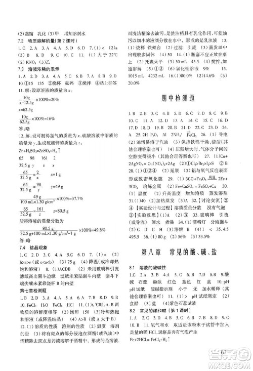 科学出版社2021年化学配套综合练习九年级下册科学版答案 科学出版社2021年化学配套综合练习九年级下册科学版答案