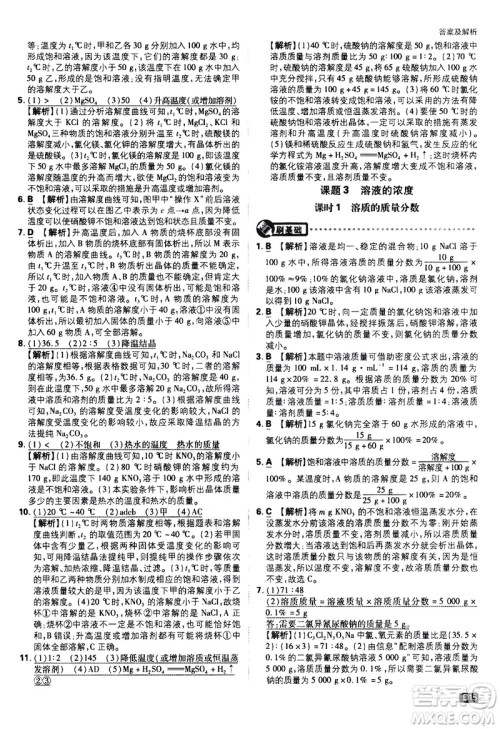 开明出版社2021版初中必刷题化学九年级下册RJ人教版答案