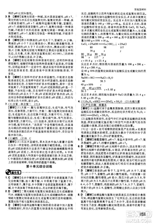 开明出版社2021版初中必刷题化学九年级下册RJ人教版答案