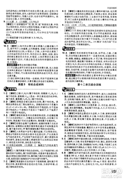 开明出版社2021版初中必刷题化学九年级下册RJ人教版答案