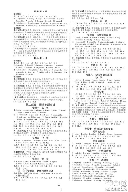 2021云南中考新突破课后作业2021升级版英语答案