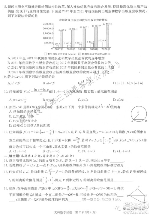 长郡雅礼一中附中联合编审名校卷2021届高三月考试卷九全国卷文科数学试卷及答案