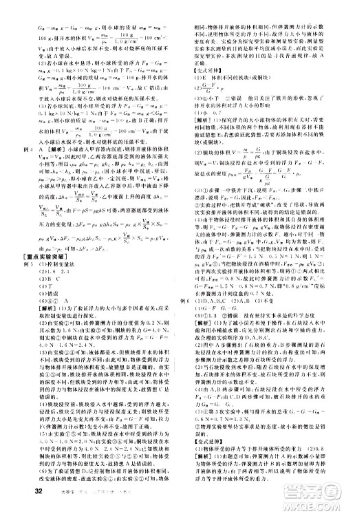 阳光出版社2021练就优等生物理同步作业八年级下册新课标RJ人教版答案