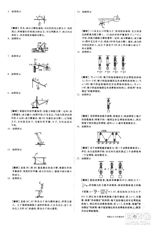 阳光出版社2021练就优等生物理同步作业八年级下册新课标RJ人教版答案