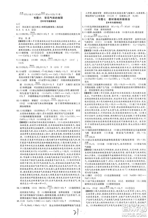 世界图书出版社公司2021江西中考新突破2021升级版化学答案