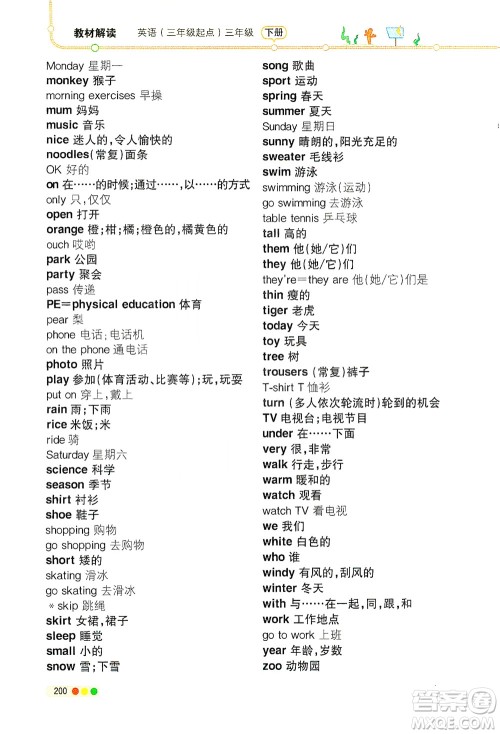 现代教育出版社2021教材解读英语三年级起点三年级下册WS外研版答案