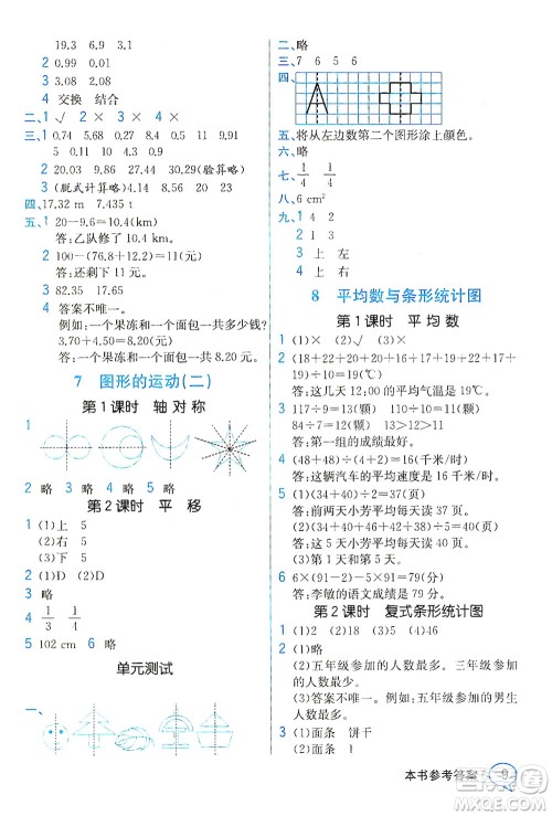 人民教育出版社2021教材解读数学四年级下册人教版答案