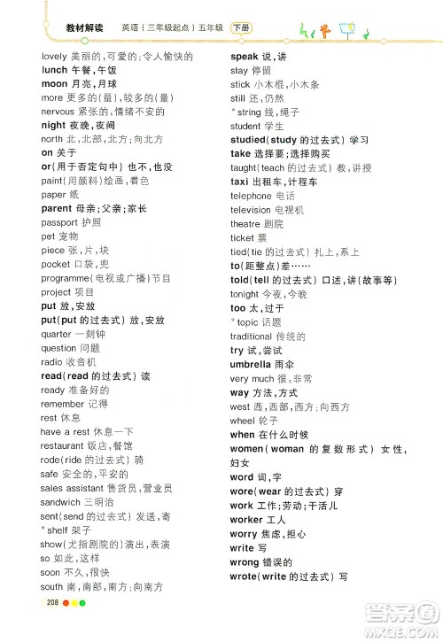 现代教育出版社2021教材解读英语三年级起点五年级下册WS外研版答案