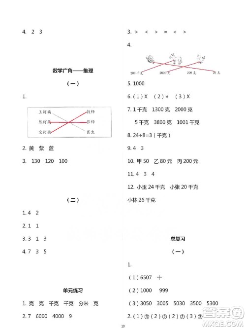 浙江教育出版社2021数学课堂作业本二年级下册人教版参考答案