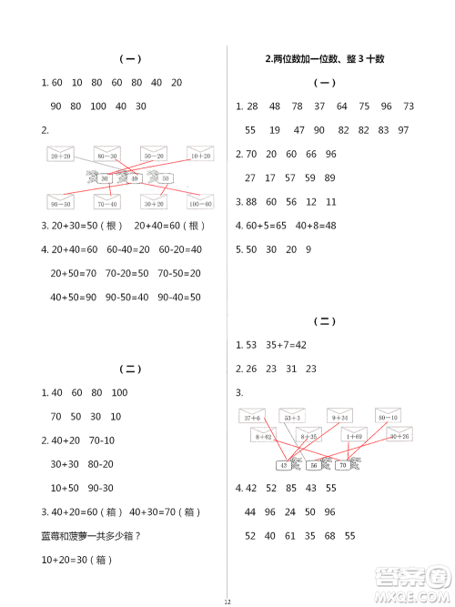 浙江教育出版社2021数学课堂作业本一年级下册人教版参考答案 浙江教育出版社2021数学课堂作业本一年级下册人教版参考答案