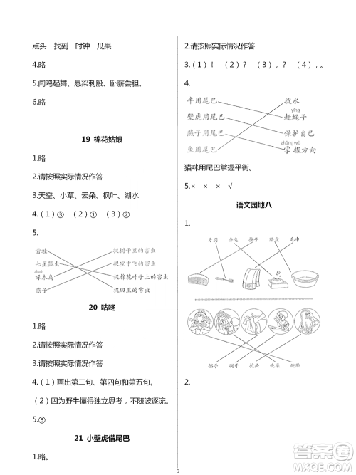 浙江教育出版社2021语文课堂作业本一年级下册人教版参考答案 浙江教育出版社2021语文课堂作业本一年级下册人教版参考答案