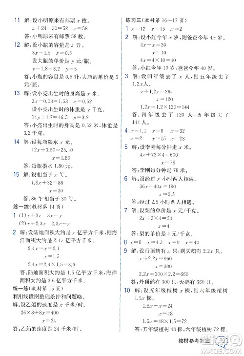 现代教育出版社2021教材解读数学五年级下册SJ苏教版答案