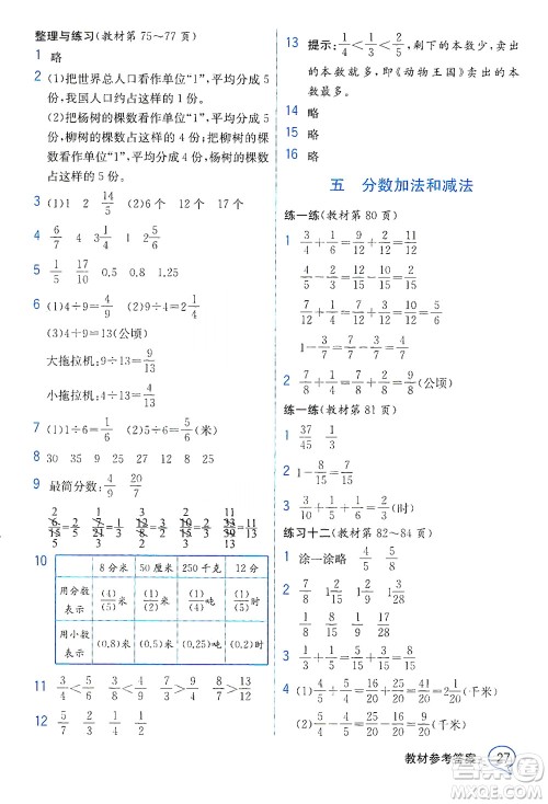现代教育出版社2021教材解读数学五年级下册SJ苏教版答案
