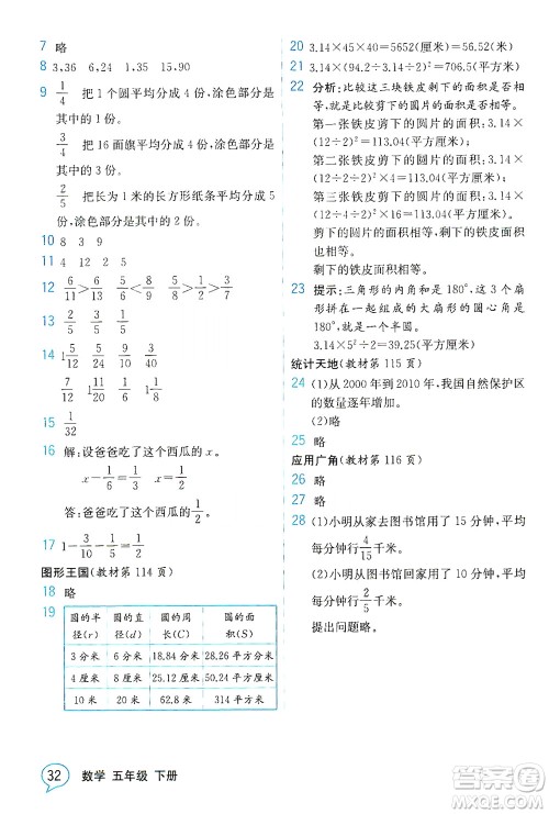 现代教育出版社2021教材解读数学五年级下册SJ苏教版答案