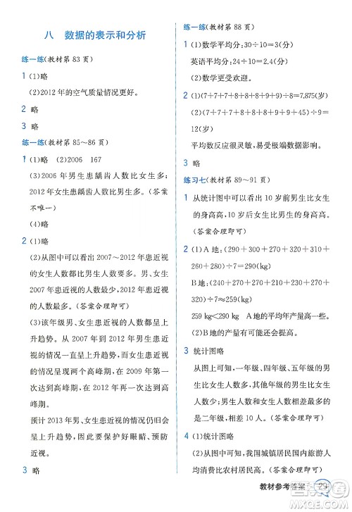 现代教育出版社2021教材解读数学五年级下册BS北师大版答案