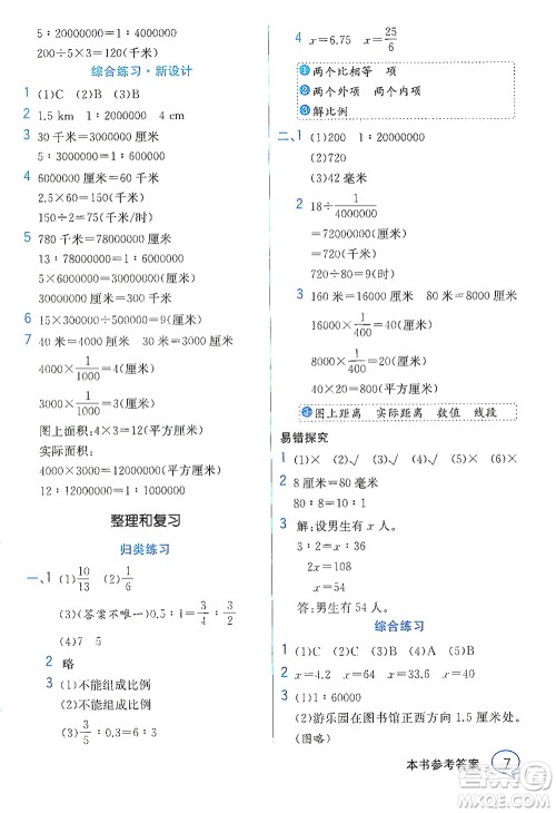 现代教育出版社2021教材解读数学六年级下册SJ苏教版答案