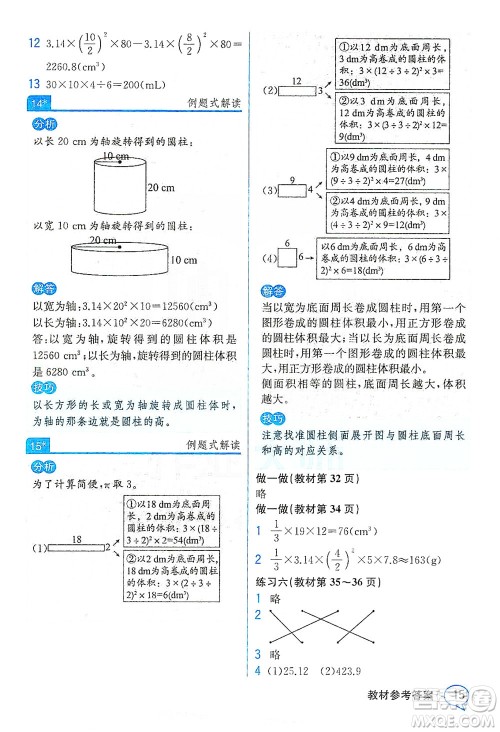 人民教育出版社2021教材解读数学六年级下册人教版答案